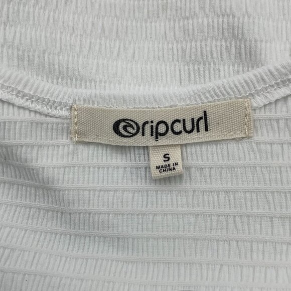 RIPCURL Ladies Venice Off-the-Shoulder White Smocked Texture Crop Top Small - Picture 6 of 10
